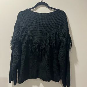 Boutique black fringe sweater